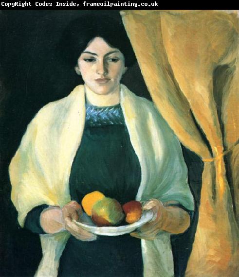 August Macke Portrat mit Apfeln